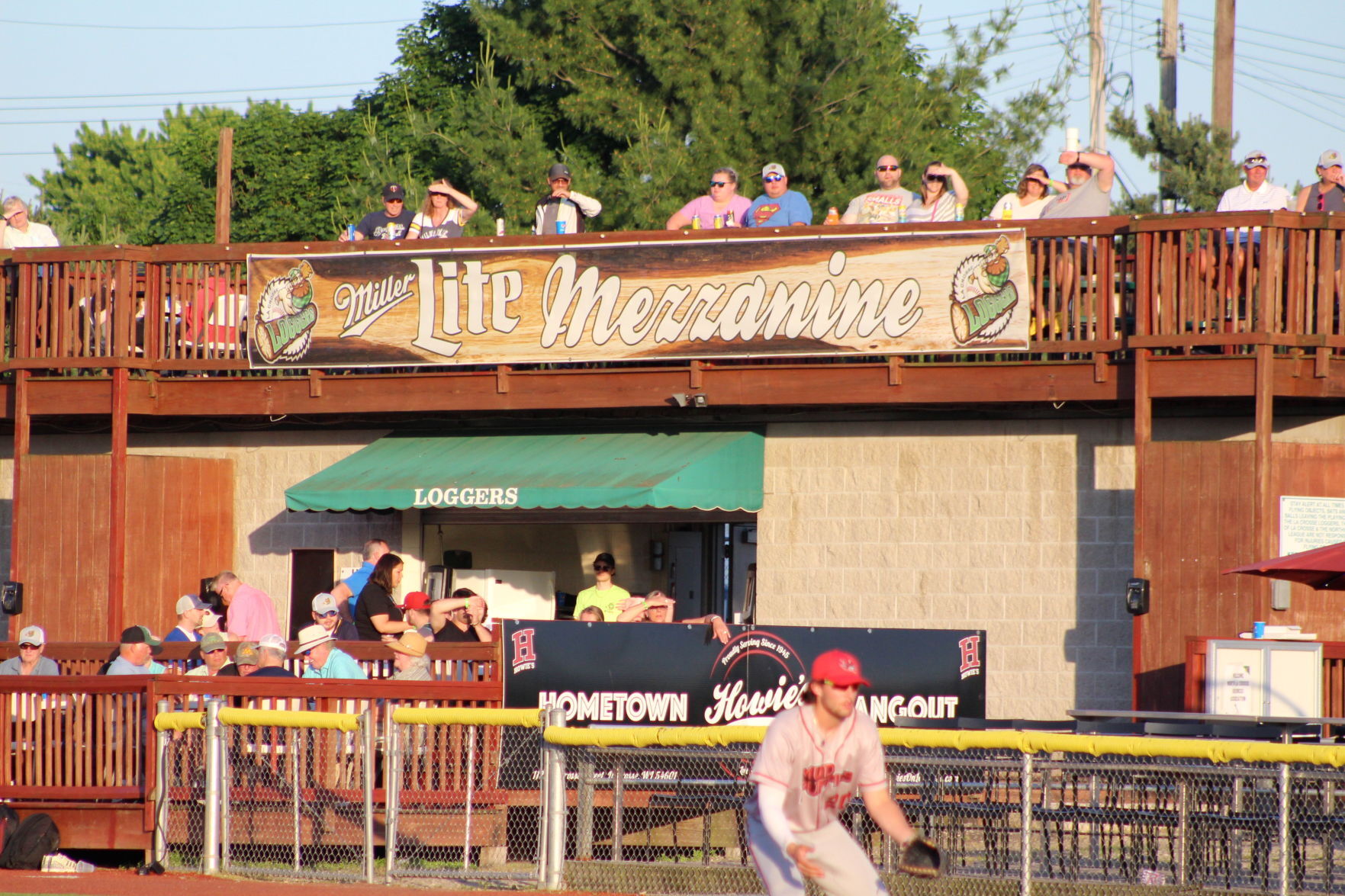 Fans watch the Loggers' home opener